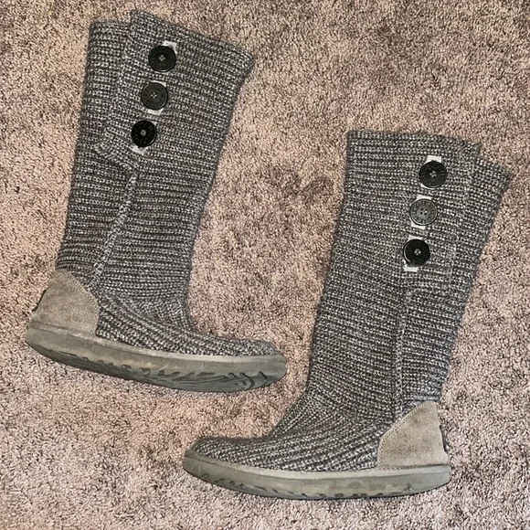 UGG Australia classic Cardi woven knit gray boots - Picture 4 of 10